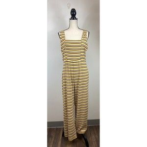 Wild Fable Womens Jumpsuit Multicolor Brown Stripe Square Neck Sleeveless SZ L